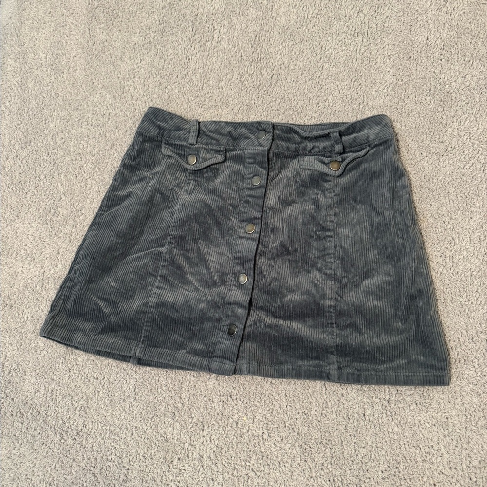 Love Tree Charcoal Corduroy A-Line Skirt